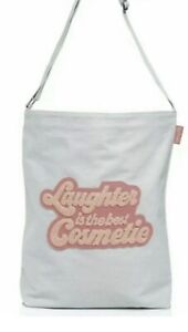 Benefit Denim 'Laughter is the Best Cosmetic' Tote Bag Canvas w/ Pink Decal NEW