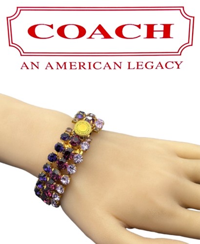 Bracciale Coach Vintage Multicolore 3 Fili Royal Viola Lilla Cristallo Swarovski