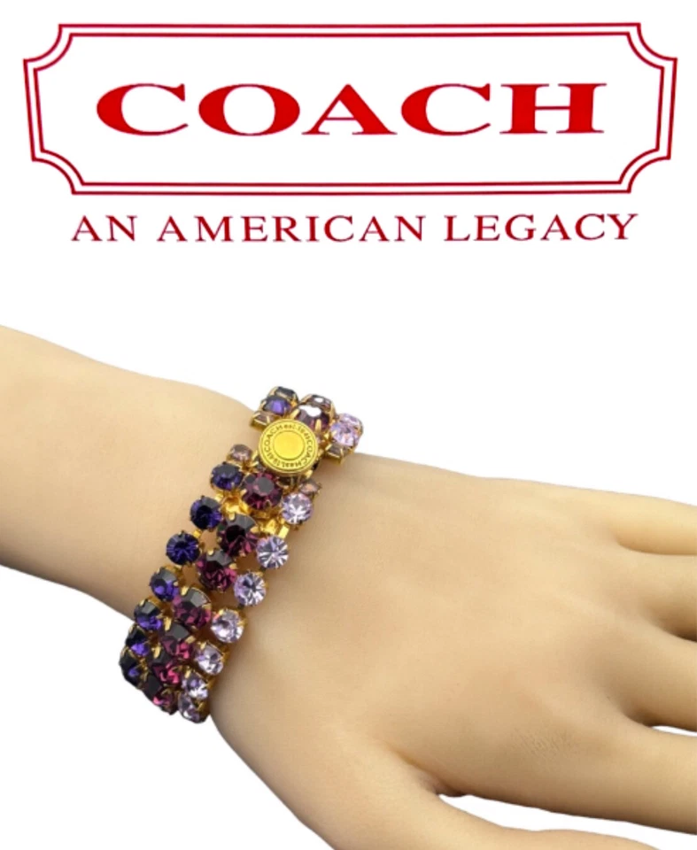 Coach Vintage Multicolor 3 Strands Royal Purple Lilac Swarovski Crystal Bracelet - Image 1 of 4