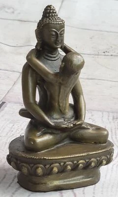 Buddha IN Unione Anche Come Yab Gustoso Posizione Solido Bronzo Scultura Nude - Immagine 1 di 4
