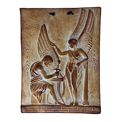 Daedalus and Icarus Ancient Greek Mythology Ceramic Tile Wall Relief Decor