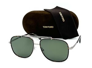 Tom Ford BENTON FT0693 14N Ruthenium Havana / Green 58mm Sunglasses TF0693