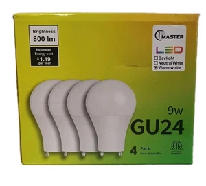 4 Non Dimmable Twist & Lock: GU24 Led Light Bulb-9W (60W) 800lm Warm White light - Picture 1 of 5