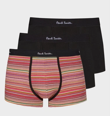 PAUL SMITH Mens Black 3 Pack Boxer Trunks SIZE LARGE BNIB Signature Stripe - image 1 of 4