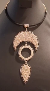 Erica Lyons Marked Triple Pendant Suspended Geometric Hoop Choker Torque Collar - Picture 1 of 7