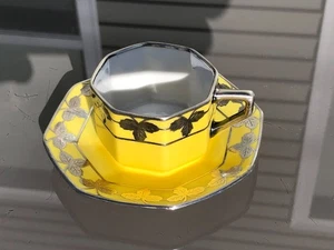 1930-1931 Rosenthal Selb-Bavaria Yellow Porcelain Teacup Fine Silver Overlay - Picture 1 of 15