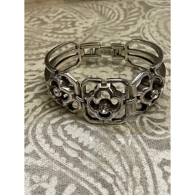 Pulsera Brighton Tono Plata Trébol Flor Eslabón Cristales Mujer Joyería Foto 1 de 4
