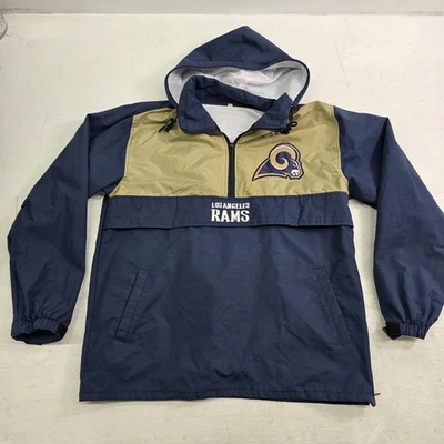 Chaqueta cortavientos con capucha Los Angeles Rams azul marino sin marca para hombre talla M usada en excelente estado Foto 1 de 4