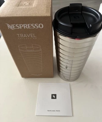 Vaso táctil de viaje Nespresso 11 fl oz taza de acero inoxidable edición limitada Foto 1 de 4