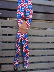 Nocona American Flag Suspenders Men’s Nocona Western Red White Blue Patriotic - Picture 1 of 4