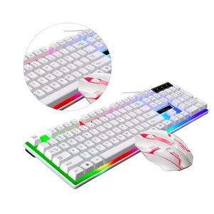Gaming Mouse Klawiatura kablowa i zestaw myszy Białe klawiatury Przewodowe - Zdjęcie 1 z 11
