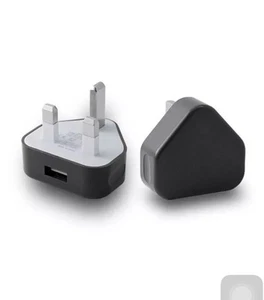 BLACK 3 PIN 1000mA USB Power Adapter Mains Charger UK wall plug for MP3 players - Picture 1 of 1