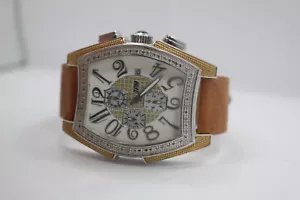 Reloj Techno JPM Cronógrafo 974 Diamante Para Hombre Calendario Nuevo Batt Diapositiva Amarilla/Blanca - Imagen 1 de 6