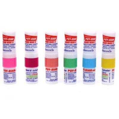 6PC POY SIAN MARK 2 II NASAL INHALER CAMPHOR OIL and EUCALYPTUS MENTHOL COLD FLU