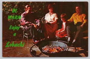 Postcard Lobachi Outdoor Fireplace Ad c1970 - Imagen 1 de 2