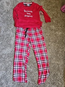 Laura Ashley Women’s Christmas Pajama Set NWT PINK Plaid SizeM Super Soft  - Picture 1 of 5