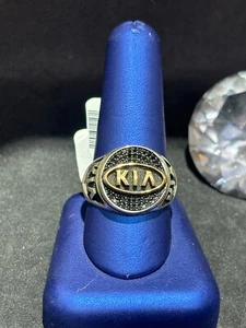 Kia Car Inspired Mens 925 2tone Sterling Silver & Black CZ Ring Sz.11.5 10.3Gram - Picture 1 of 7