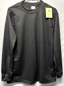 Zone Men's Medium Long Sleeve Tee Waffle Knit Elastic Cotton Blend Black - Picture 1 of 7