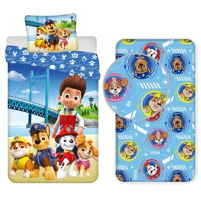 Paw Patrol Film 3 Pezzi Set Letto Singolo Copripiumino Federa Lenzuola c/ Angoli - Immagine 1 di 4
