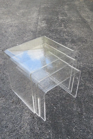 Hollywood Regency Lucite Nesting Side End Tables Set of Three 4048 Cover