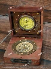 Antique Pocket Watch & Compass Fitted in Wooden Box 49 Bond Street