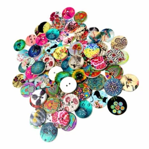 DIY Craft 100pcs Mixed 2 Holes 20mm for Sewing Scrapbooking Wooden Buttons - Picture 1 of 11