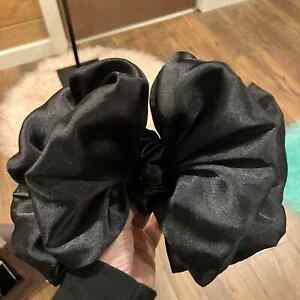 Vintage Black Satin Coquette Whimsygoth Barette Bow Hair Clip 