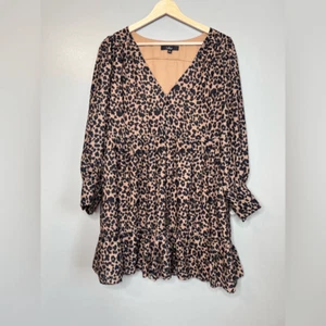 Lulu’s Dress animal print tiered mini long sleeve size small wedding guest - Picture 1 of 5