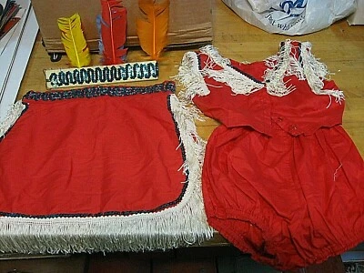 HECHO A MANO Princesa India Disfraz Infantil ROJO Flecos Chaleco Pluma Tocado LINDO Foto 1 de 4