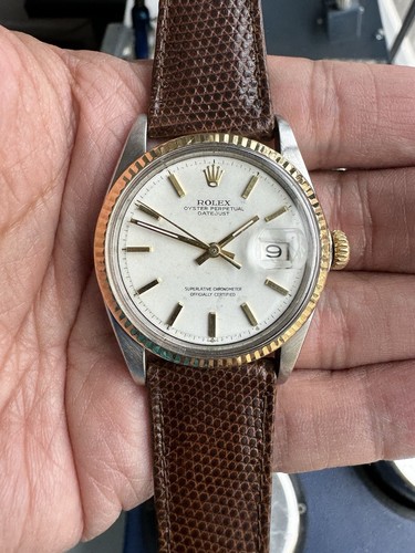 ROLEX DATEJUST VINTAGE REF 1601 WHITE DIAL MENS 14K/SS AUTOMATIC DRESS WATCH!!!