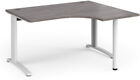TR10 right hand ergonomic desk 1400mm - white frame, grey oak top