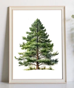 Tree Wall Art Print, Pine Tree Wall Art Decor, Forest Trees Print Home Decor - Picture 1 of 2