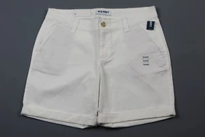 NWT- OLD NAVY White Cuffed Bermuda shorts Size 4 - Picture 1 of 2