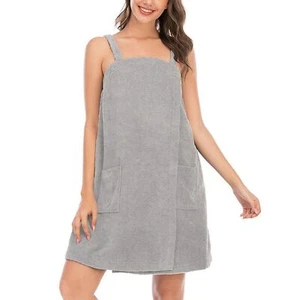 Women's Terry Cloth Towel Wrap Tank After Shower Dress Bath Spa Cozy Shower Robe - Picture 1 of 73