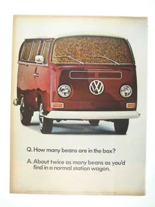 Vintage 1970s Volkswagen Bus Ad Print Beans Van AD VW Van - Picture 1 of 2