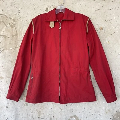 Chaqueta con cremallera vintage de algodón rojo ciervo blanco años 40’s para mujer S/M Foto 1 de 4