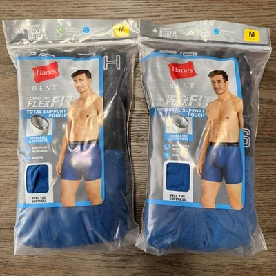 Paquete de 2 calzoncillos boxer Hanes medianos para hombre mejor comodidad ajuste flexible soporte total Foto 1 de 4