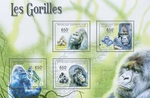 CENTRAL AFRICA GORILLAS STAMPS SHEET 2011 MNH WILD ANIMALS PRIMATE WILDLIFE APE - Picture 1 of 1