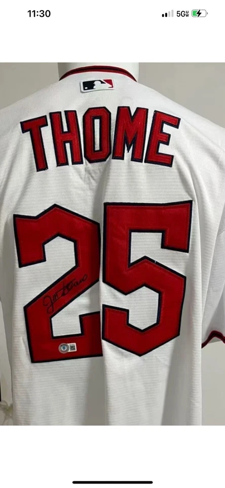 Jim Thome Cleveland Indians Guardians Autographed Signed Jersey W/Beckett COA - Image 1 of 4