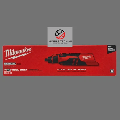 Milwaukee M12 2525-20 无刷旋转工具无绳 12V 钢孔全新带盒 — 第 1/4 张图片