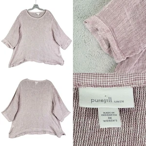 Pure Jill Tunic Top Linen Women’s Plus Size 2X Pink Gauzy Boxy - Picture 1 of 10
