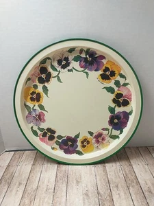 Potpourri Design 13.5" Metal Round Tray Signed by Artist vtg pansies - Picture 1 of 6