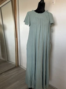 Free People Kleid Damen Gr. Small Oversize hellgrün blau Taschen Lagenlook - Bild 1 von 7