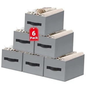 Large Closet Shelf Organizer Bins - 6 Pack Fabric Storage Baskets for - Picture 1 of 7