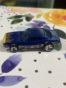 1982 Car Mattel Hot Wheels '67 Camaro Blue Metallic with Flames Hood Opens LOOSE - Picture 1 of 7