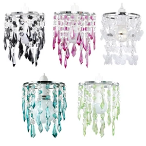 Ceiling Pendant Light Shade Easy Fit Lampshade Jewel Acrylic Droplets Crystal - Picture 1 of 27