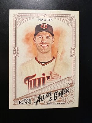 2018 Topps Allen and Ginter #306 Joe Mauer SP Twins - Image 1 of 2