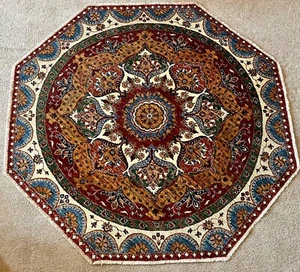 Geometric Round Super Choobi Oriental Rug Wool hand-knotted 5’7”x5’10” Carpet - Picture 1 of 10