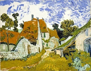 Street in Auvers sur Oise by Vincent Van Gogh Giclee Museum Size Repro on Canvas - Picture 1 of 1