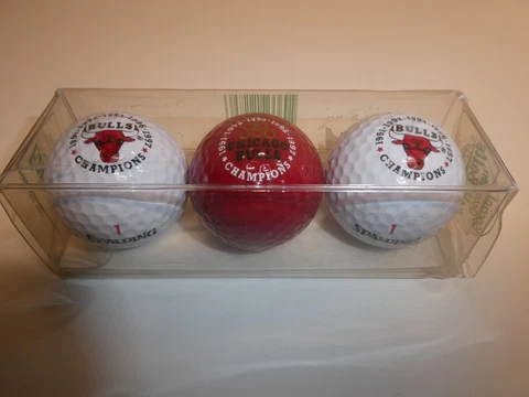 VTG Chicago Bulls 91-97 5 Ring Champion Spalding Special Occasion Golf Balls NEW Cover